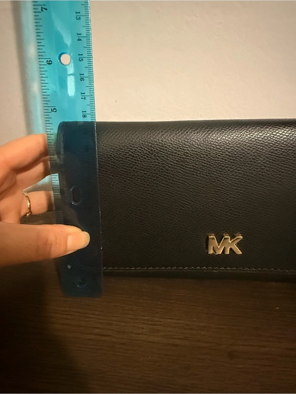 Michael Kors Black Leather Wallet with Gold MK Logo